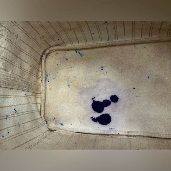 AUTHENTIC LOUIS VUITTON NEVERFULL DAMIER AZURE MM BEIGE INTERIOR - Picture 11 of 14